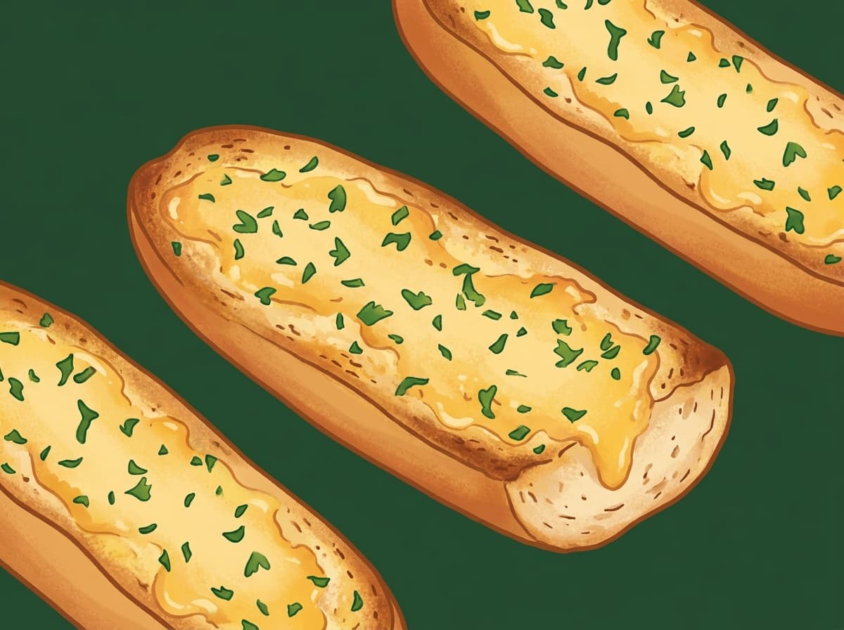 Golden air fryer garlic bread with parsley