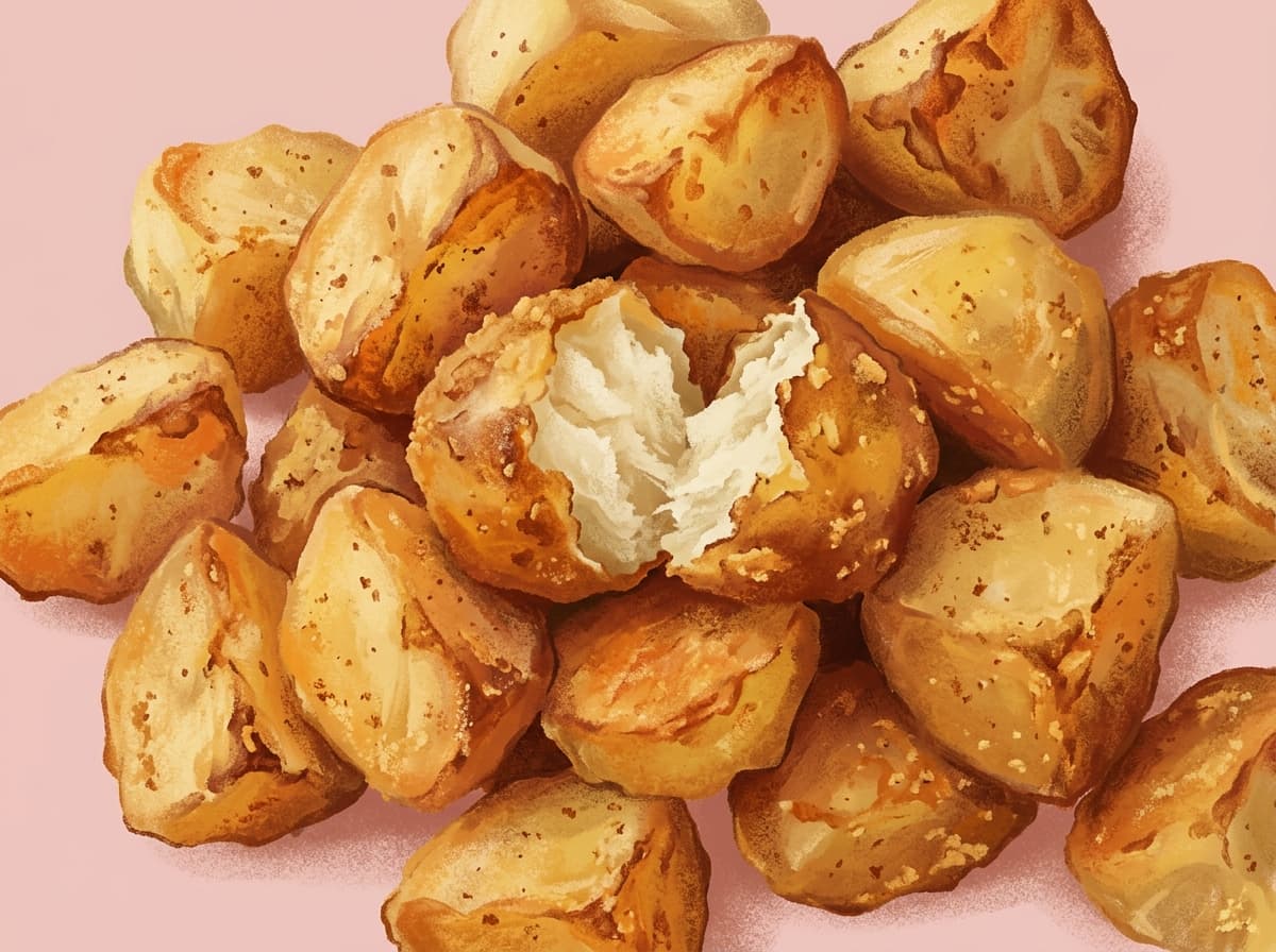 Crisp golden roast potatoes with rosemary in an air fryer basket