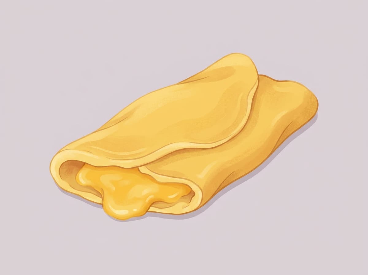 Folded cheese omelette on a plate