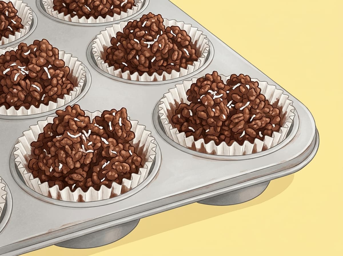 Chocolate crackles in paper cases on a plate