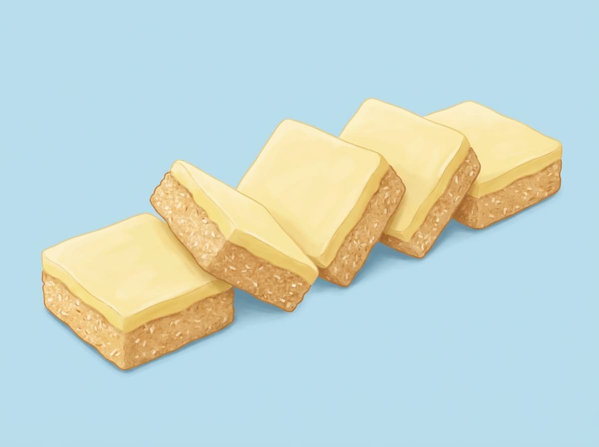 Squares of lemon slice with white lemon icing