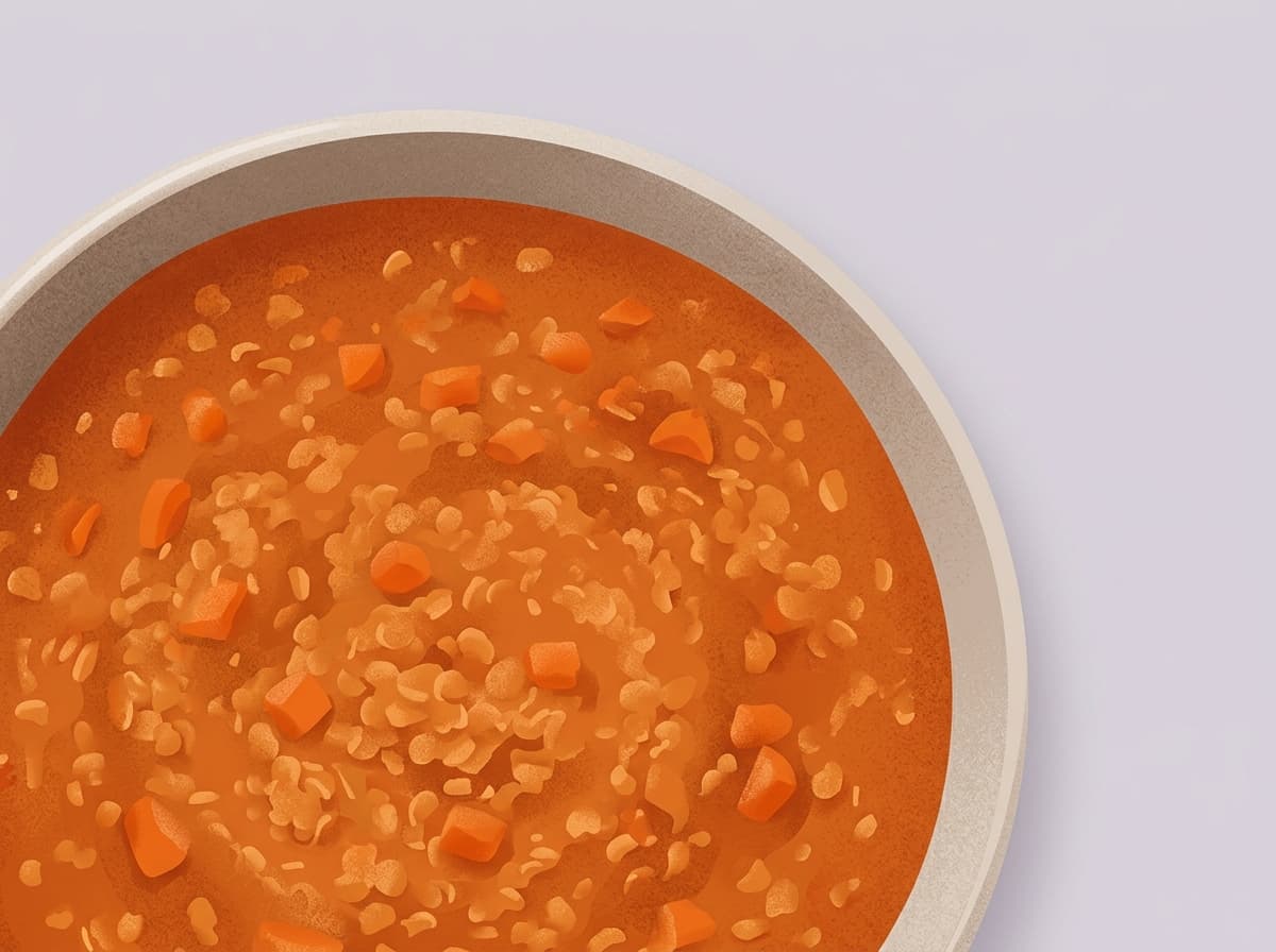A bowl of golden red lentil soup