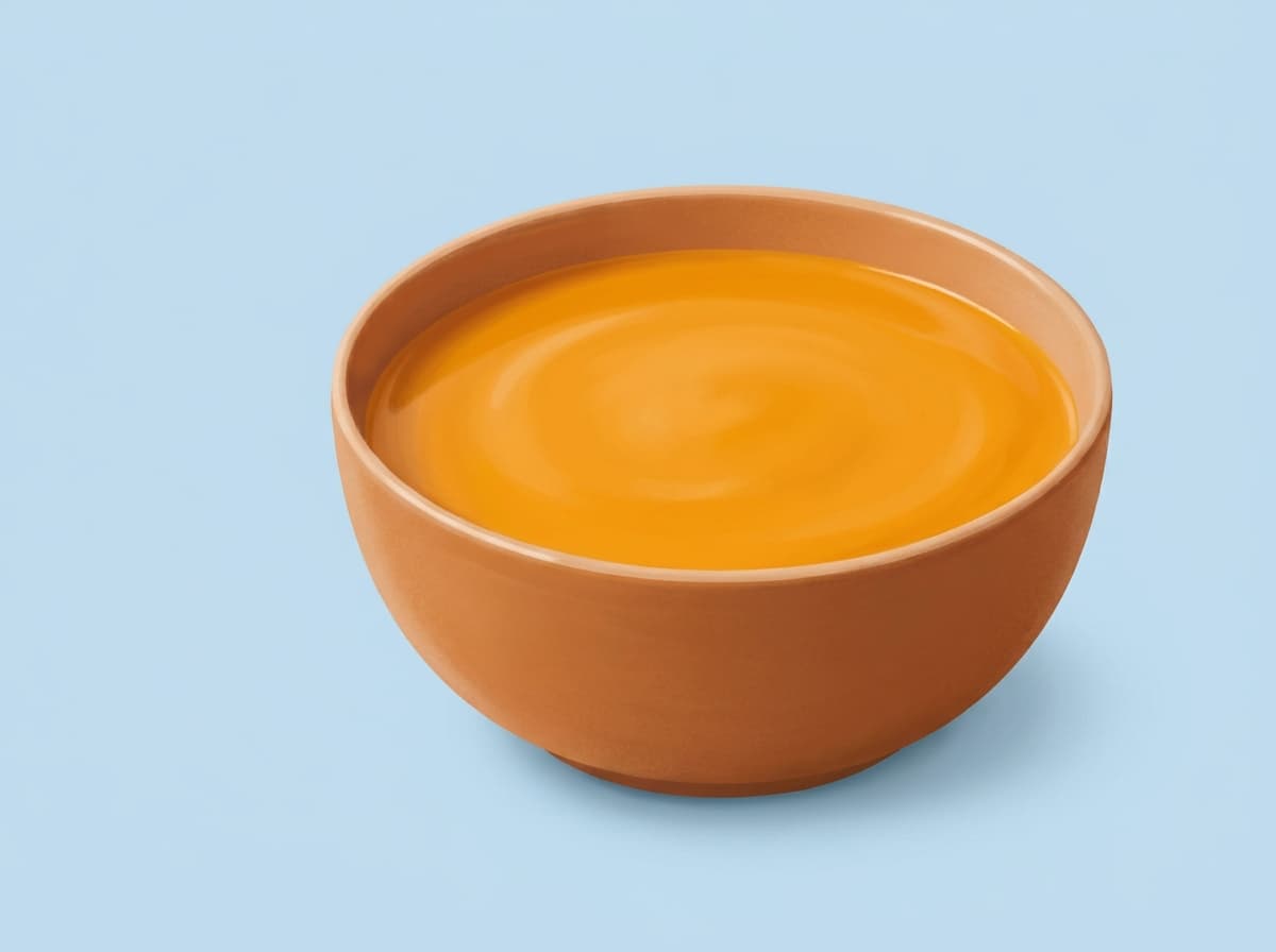 A bowl of smooth orange pumpkin soup