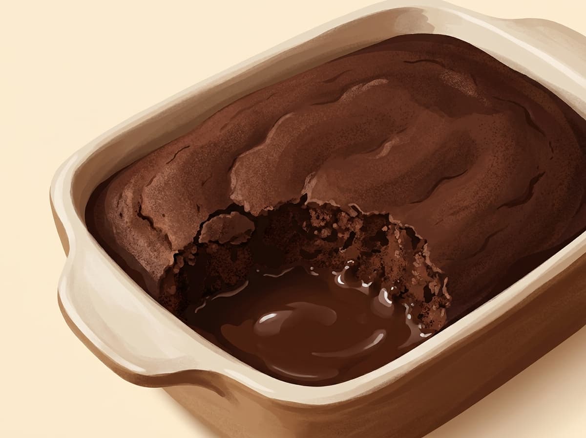 A spoonful of chocolate pudding with sauce pooling underneath