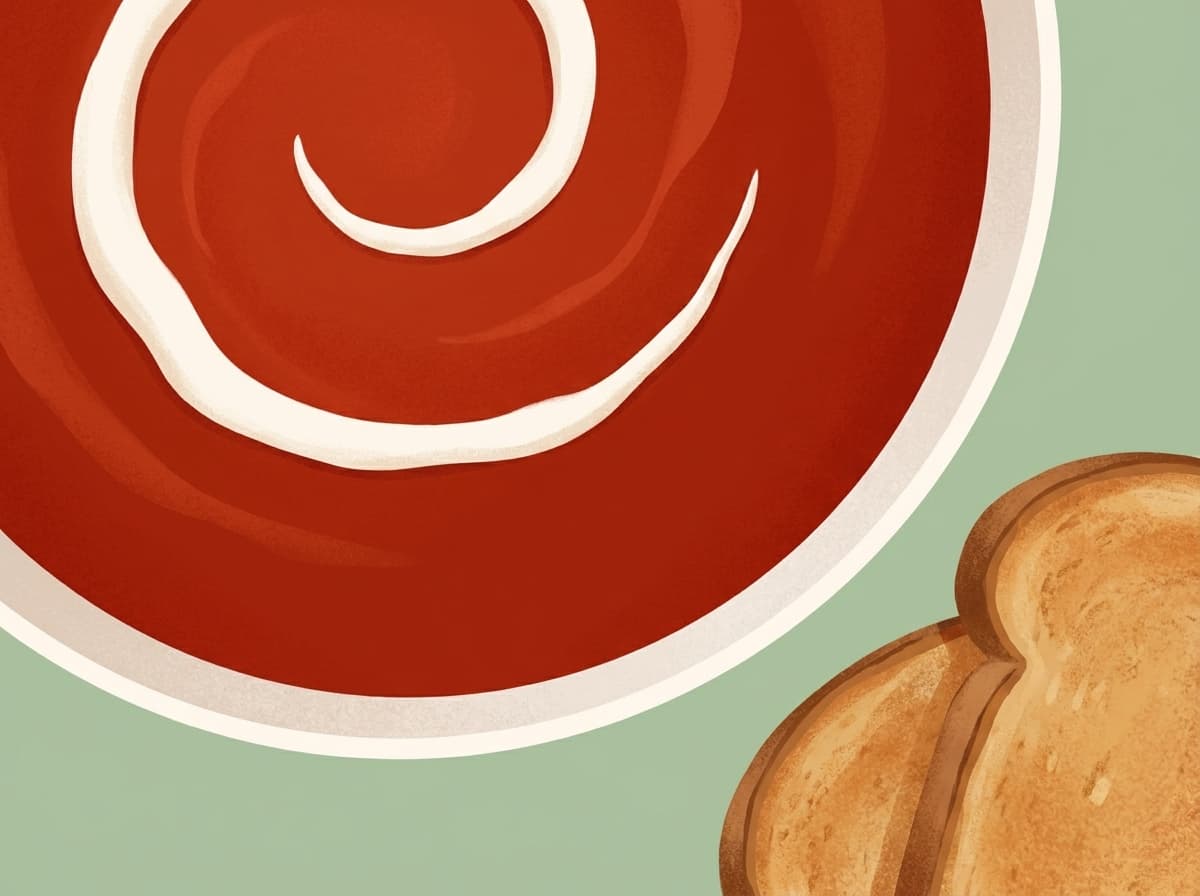 A bowl of smooth red tomato soup