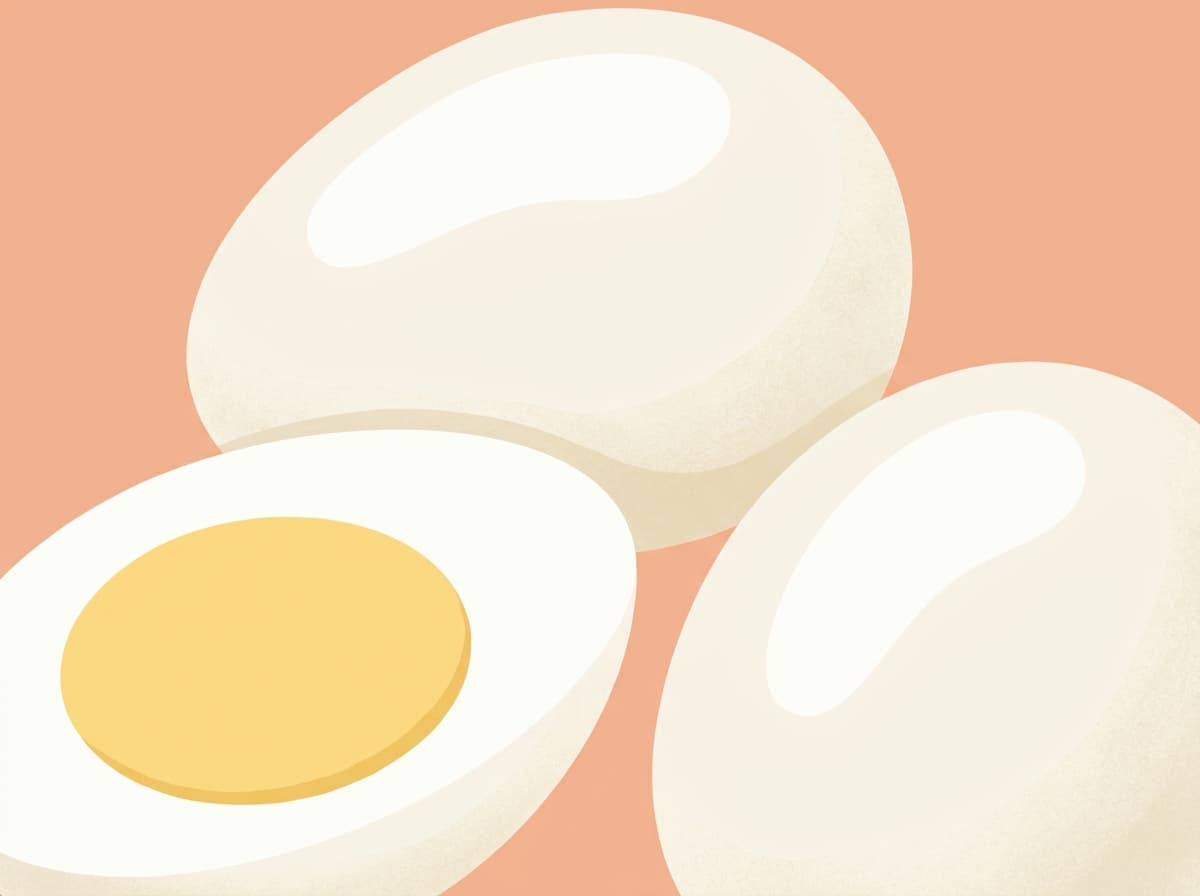 Halved hard-boiled eggs with firm yellow yolks